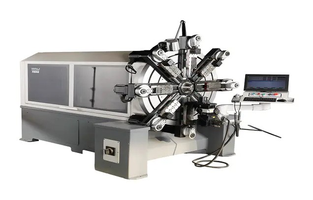 How is the accuracy and stability of the 12 axis CNC spring camless machine guaranteed?